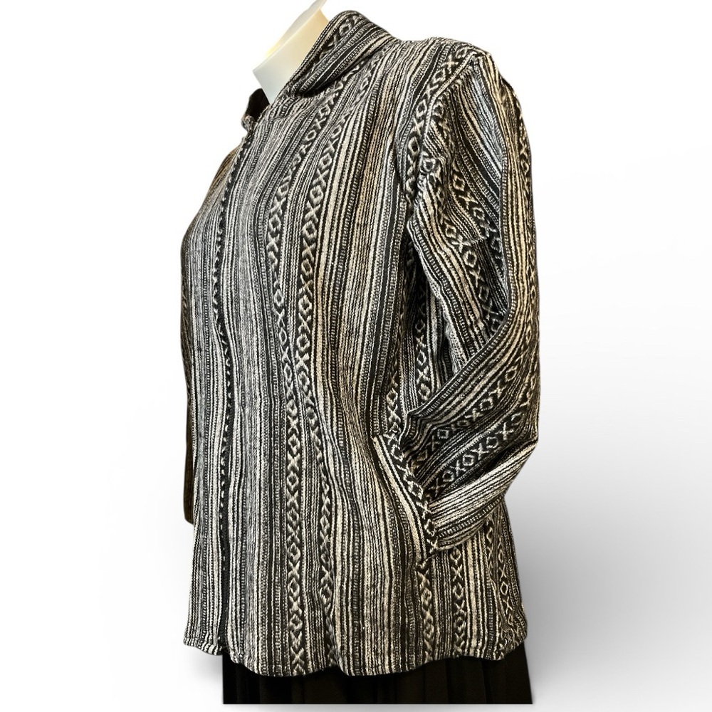 Kathmandu Imports Striped B/W Fleece Lined Zip Front Unisex Hooded Jacket NWT